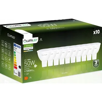Žárovka 10x LED žárovka MR16 6W = 50W 580lm 4000K Neutrální bílá 12V LUMILED