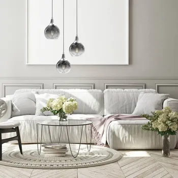 Eko-Light Závěsné světlo Monte, tříramenné, kruhové, stříbrné - Stínidlo na lampu - Ø 15 cm, výška 15 cm kouřově šedá, stříbrná 3 x 15 W LED - Doprava zdarma