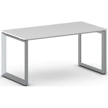 Psací stůl Kancelářský stůl PRIMO INSPIRE, 160x80 cm, šedostříbrná podnož, bílá