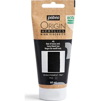 Vodová barva Akrylová barva Pébéo Origin Acrylics - 40 Ivory Black Hue Objem: 240 ml