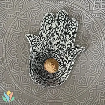 Čajovna Stojánek na vykuřovadla - Ruka Fatimy Design: 2 - stříbrná Na výběr 6 různých barev, na vonné tyčinky i kužely