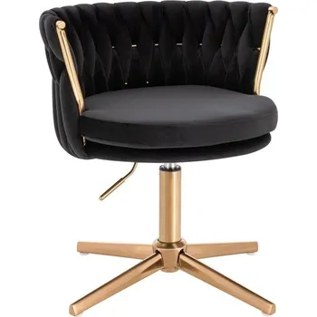 LuxuryForm DESIGN Kosmetická židle LYON VELUR na zlatém kříži - černá