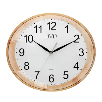 Hodiny Oválné tiché netikající plynulé hodiny v imitaci dřeva JVD sweep HP664.12