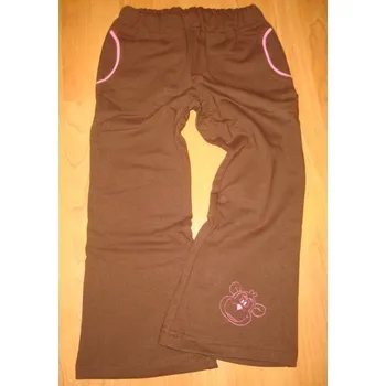 Betty Mode (ušito v ČR) České tepláky s elastanem hnědé s opičkou