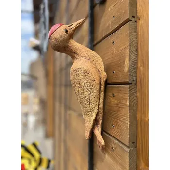 Zahradní dekorace Dekorativní datel z keramiky (hnědý) 34cm