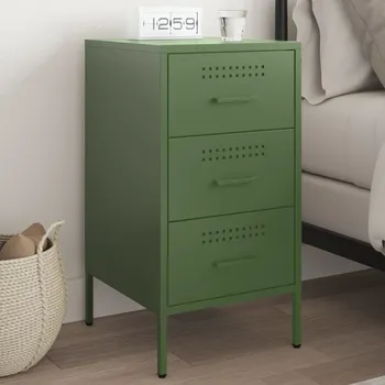 Noční stolek vidaXL Noční stolek 36 x 39 x 68 cm ocel [843088] Barva: Zelená