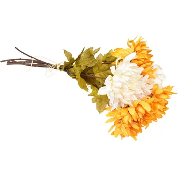 umělá květina Kytice oranžových a krémových chryzantém 6 ks, 70 cm