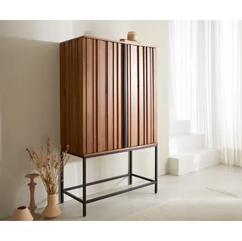 Šatní skříň DELIFE Skříň Sivela 90x150 cm mango hnědá kov černý 2 dvířka