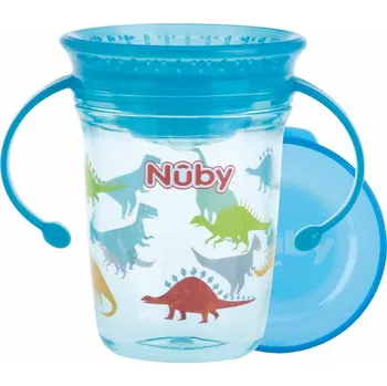 teploměr do vody pro miminko NUBY Hrnek Tritan netekoucí 360° s držadly, 6 m+ modrý