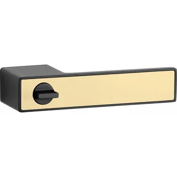 Dveřní kování ASG - HEDERA - RT s uzamykáním bez spodní rozety, klika/​klika s uzamykáním levá BS/OLS - Černá matná / mosaz broušená