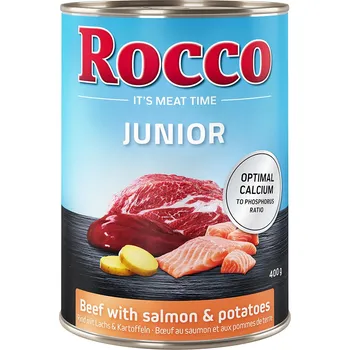 Krmivo pro psa 12x400g Rocco Junior - hovězí s lososem a brambory