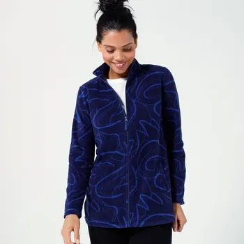 Pánská mikina Blancheporte Fleecová mikina na zip s potiskem nám. modrá 42/44