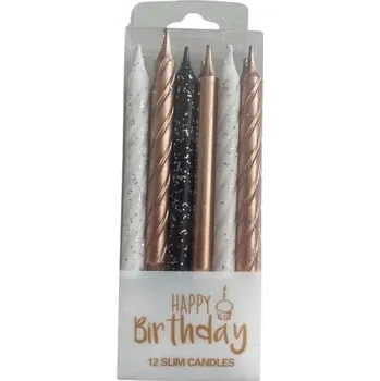 Dortová svíčka Dortisimo Svíčky rosegold mix 8 cm (12 ks)