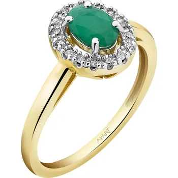Prsten Zlatý prsten s diamanty a smaragdem 203.217 žluté zlato