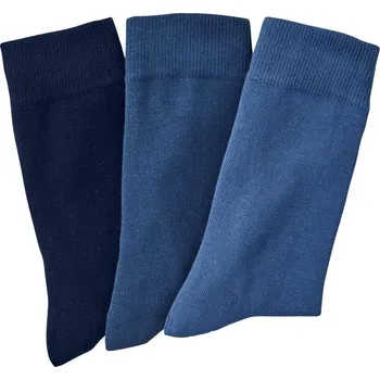Blancheporte Sada 3 párů klasických ponožek modrá 47/50