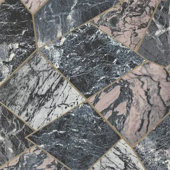 Tapeta Vinylové tapety mramor šedo-zeleno-růžový se zlatým dělením