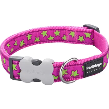Obojek pro psa Obojek Red Dingo 30-47cm/20mm Stars Lime on Hot Pink