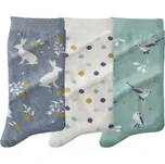 Blancheporte Sada 3 párů ponožek s motivem zvířátek modrá/zelená 35-38