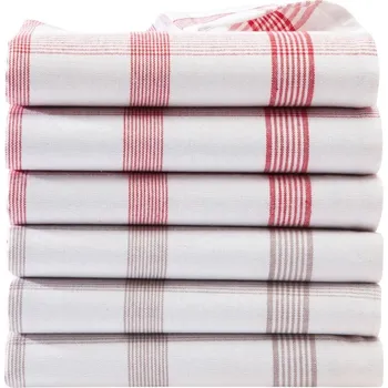 Utěrka Blancheporte Sada 6 nebo 12 kostkovaných utěrek konopná/červená 12 ks, 50x70 cm