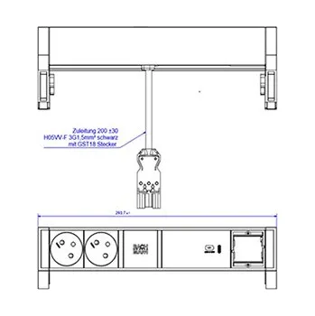 BACHMANN Systém DESK 2, 2x zásuvka CZ, zdroj 60W (USB C), 1x volné, černý/stříbrný (937.324) - 19.07.0269