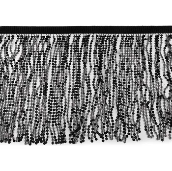 Třásně s holografickými flitry šíře 30 cm, barva 3 černá hologram