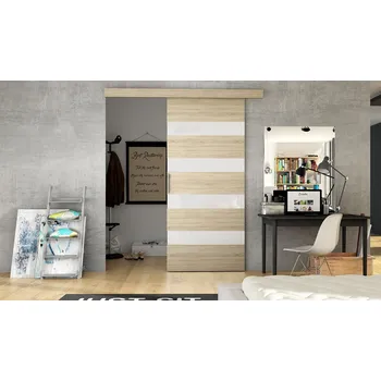 Obývací stěna ankon Posuvné Dveře RUBI V dub sonoma/bílá