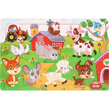 Puzzle Dřevěné puzzle pro nejmenší (L-30ks) - FARMA (Značka: DDWE)