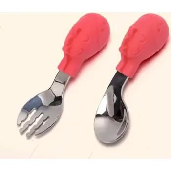 Příbor Příbor pro nejmenší (ERGO) - ŽIRAFKA - ČERVENÝ (Značka: HIBOBI)