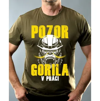 Pozor, gorila v práci - Pánské tričko Basic - Nejoblíbenější - S