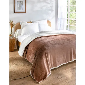 Blancheporte Oboustranná deka sherpa a fleece oříšková 120x170 cm