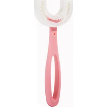 Zubní kartáček Silikonový kartáček na zuby a dásně ve tvaru U - RŮŽOVÝ - (6-12 let) (Značka: MACROUPTA)