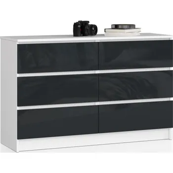 Šatní skříň Komoda K120 6SZ grafit lesk bílá