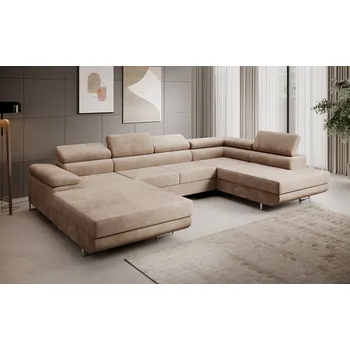 Obývací pokoj Rohová rozkládací sedací souprava U 274 MARYEN Pravá Světle hnědá