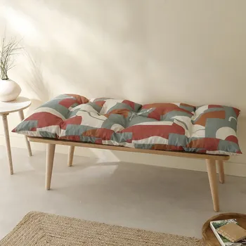 Povlak na dekorativní polštářek Blancheporte Dlouhý polštář na zem s potiskem geometrického vzoru terakota/karamelová/eukalyptus