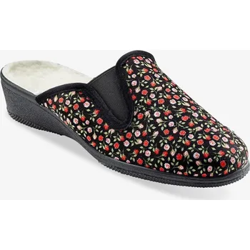 Dámské pantofle Blancheporte Pantofle s kytičkovaným potiskem a vnitřní umělou kožešinou černá 41