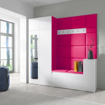 Šatní skříň Předsíňová stěna AMI 26 - se zrcadlem Červená Bílá