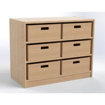 Komoda Skříňka MIKI PLUS se soklem se 2 policemi a 6 volnými zásuvkami