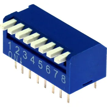 Kaifeng DIP přepínač PIANO 8pólový RM2.54 modrý