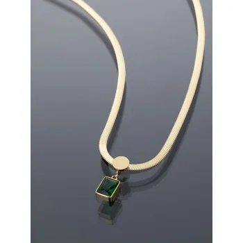 Řetízek Prosperk Řetízek ocelový se zeleným krystalem S1789