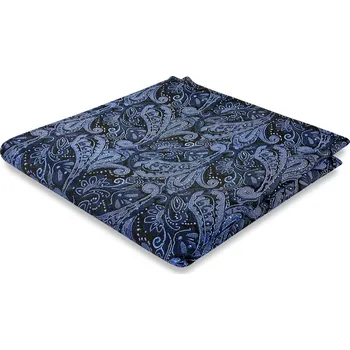 Kravata Tmavě a světle modrý hedvábný kapesníček do saka se vzorem paisley - Bohemian Revolt