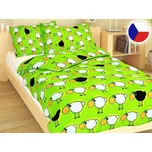 Bavlněné povlečení do postýlky 45x60, 90x130 Stádo oveček zelené