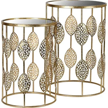 Barový stolek Stylový set art-deco odkládacích stolků Gold Leaf