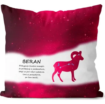 Dekorativní polštářek Polštář 40 x 40 cm - Beran (21.3. - 20.4.) - červený