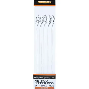 Rybářský háček MIKBAITS - Method feeder návazce háček vel. 6 0,28mm se zapichovacím hrotem 10ks