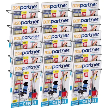 Drátěný nástěnný zásobník na prospekty, 15x A4