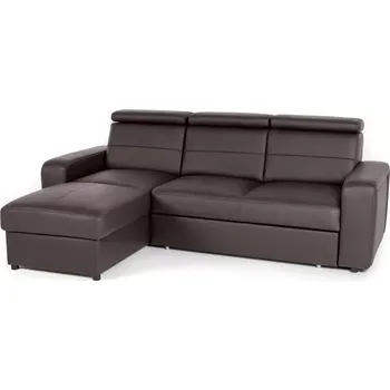 Sedací souprava Kožená rohová sedací souprava LUCIO, levá, tm. hnědá