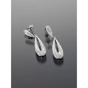 Náušnice Prosperk Náušnice z oceli - dvojité kapky se zirkonky S1559