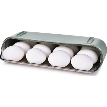 Úložný box EGGY | samospádový box na vajíčka 12 ks | stohovatelný zásobník do lednice mátový Dedra