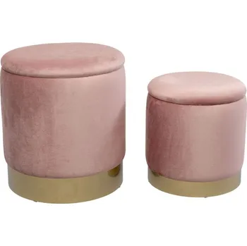 Stolička KARE Design Stolička Cherry - růžová, sokl mosaz (set 2 kusů)
