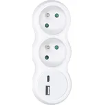 Solight rozbočka s USB A+C nabíječkou, 2 x 10A, bílá P100USBC
